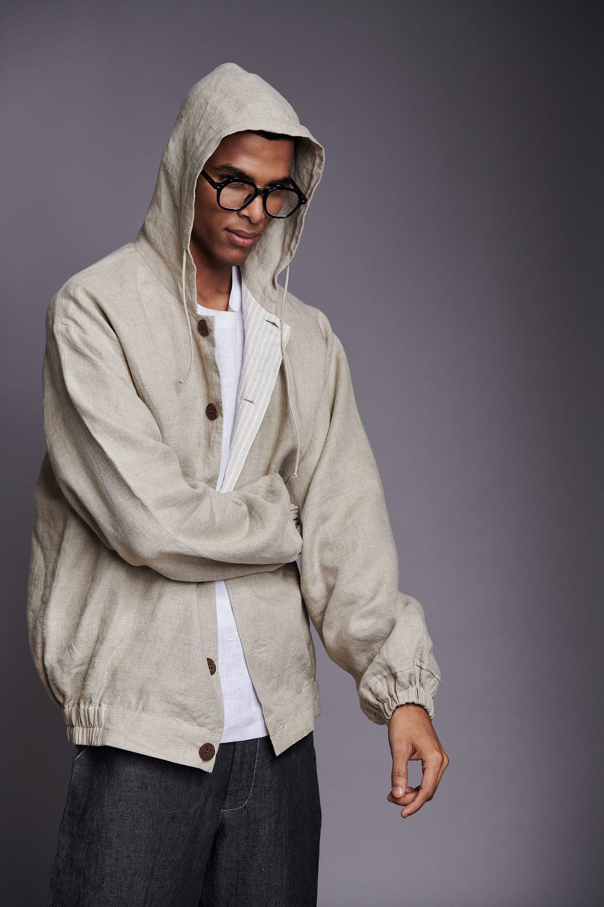 Undyed Linen Men's Hoodie - image 9