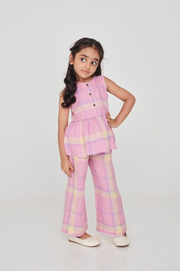 Saphed — Cassata Linen Girls Lace Peplum Set - Sale