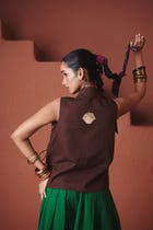 Coffee Co-Linen Wrap Waistcoat view 4