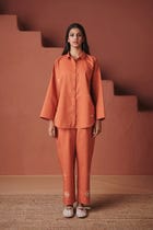 Marigold Co-Linen Oversized Flared Shirt Set view 1