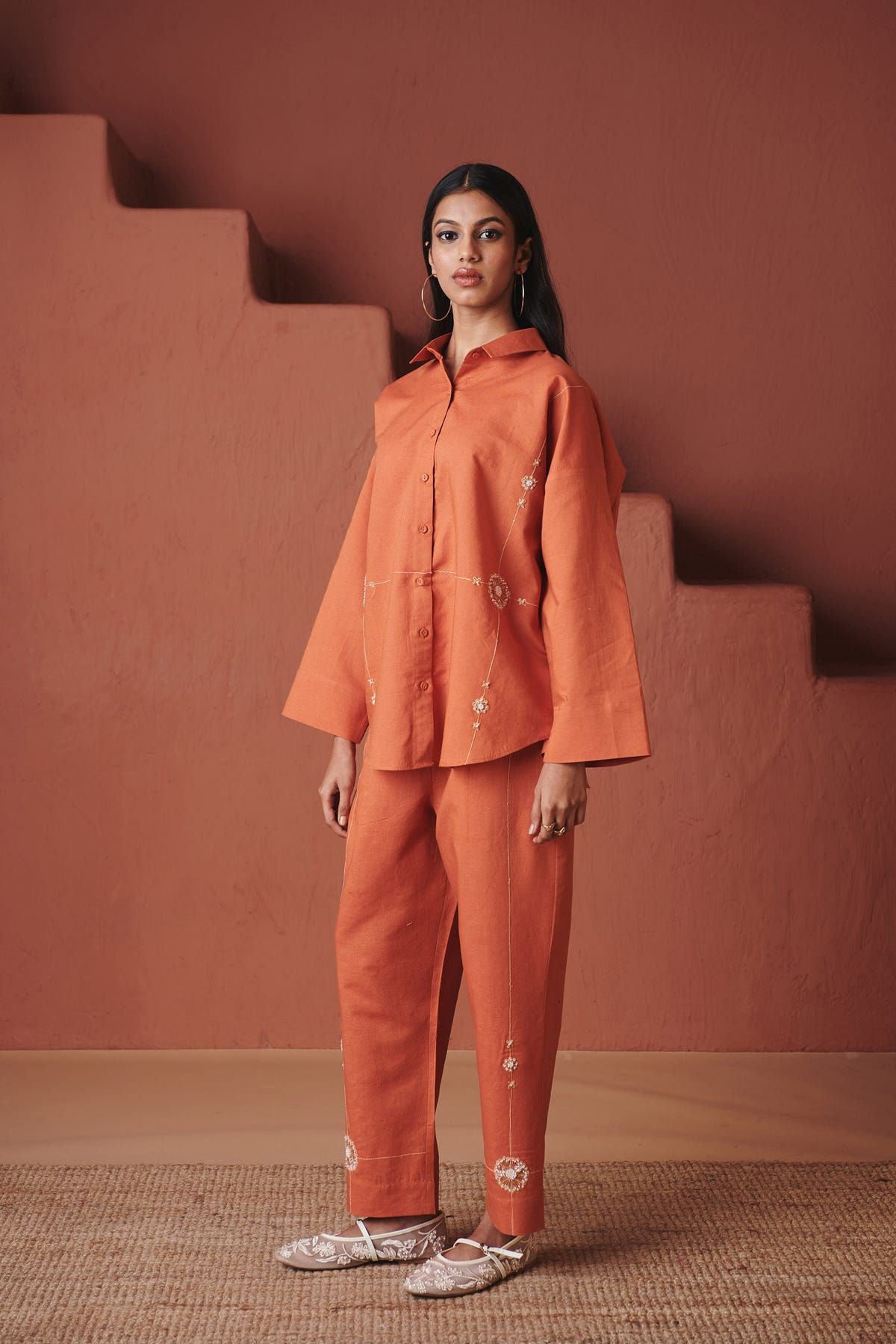 Marigold Co-Linen Oversized Flared Shirt Set - image 2