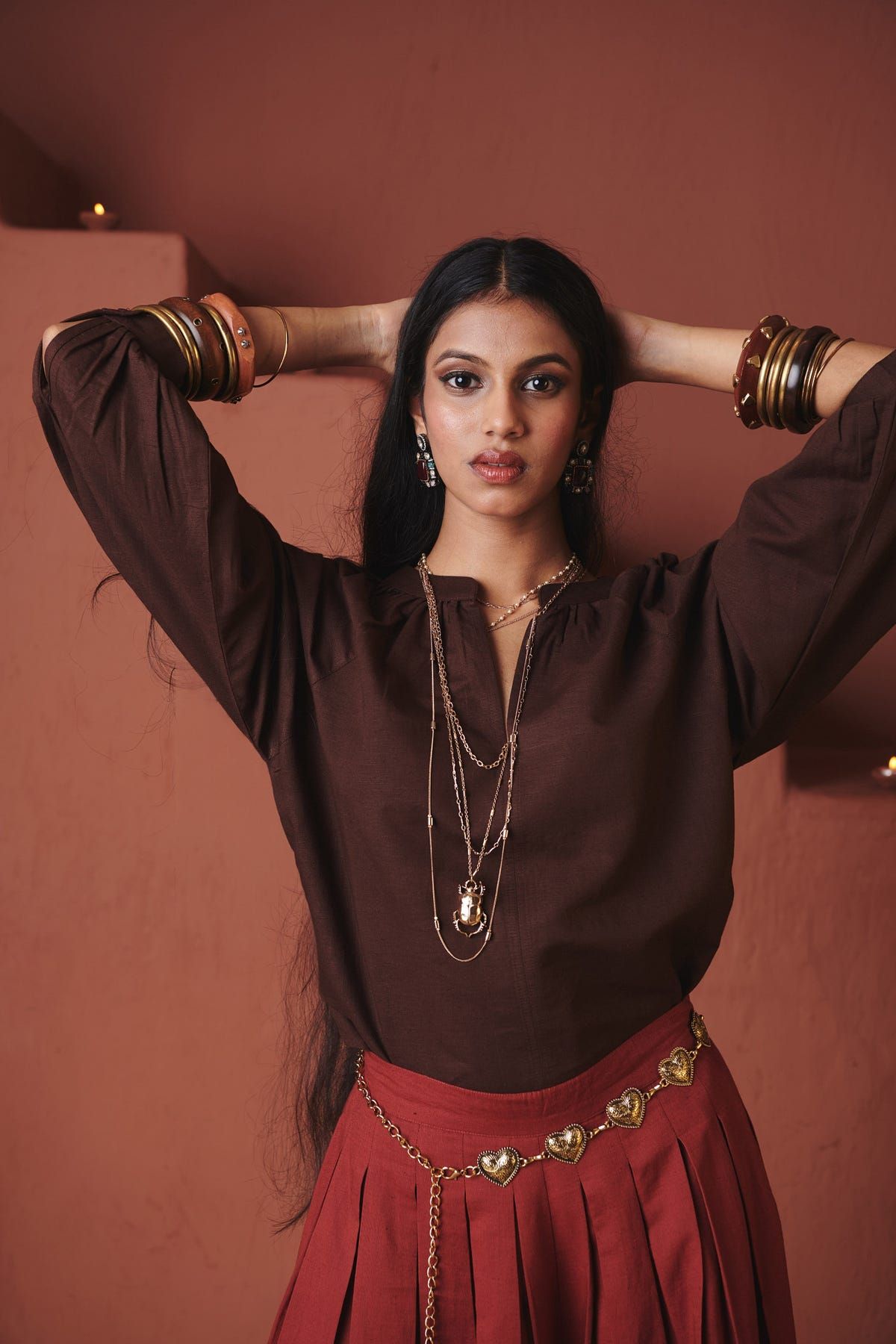 Coffee Co-Linen Billow Top - image 4