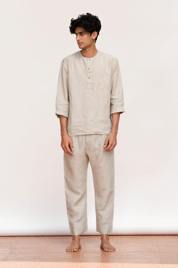 Saphed — Undyed Linen Men's Pyjama Set - Sale