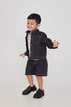 Graphite Linen Denim Boys Shorts view 1
