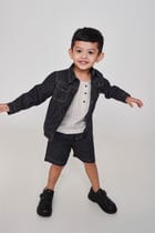 Graphite Linen Denim Boys Shorts view 2
