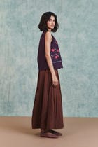 Plum Linen Embroidered Double Panel Waistcoat view 4