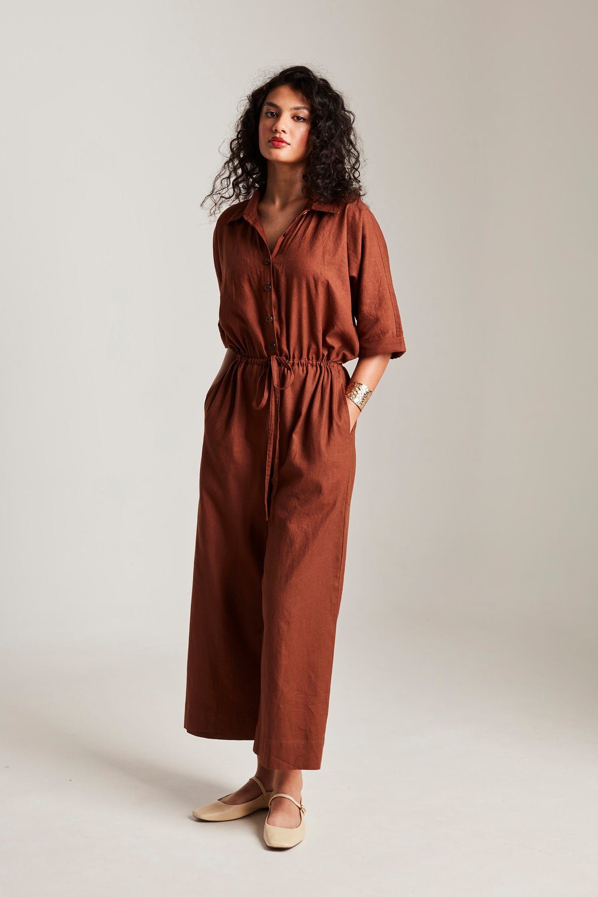 Cinnamon Linen Boilersuit - image 3