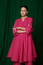 Rani Linen Pheran Kurta Set view 2