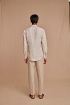 Undyed Linen Men's Pleated Tapered Pants view 3