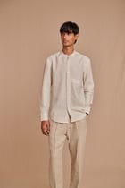 Undyed Linen Men's Pleated Tapered Pants view 4
