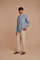 Undyed Linen Men's Pleated Tapered Pants view 5