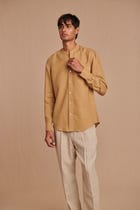 Undyed Linen Men's Pleated Tapered Pants view 7