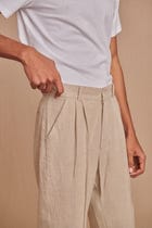 Undyed Linen Men's Pleated Tapered Pants view 8