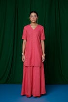 Coral Linen Sharara Pants - Sale view 2
