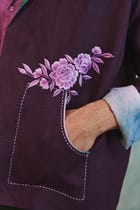 Plum Linen Unisex Embroidered Open Jacket view 8