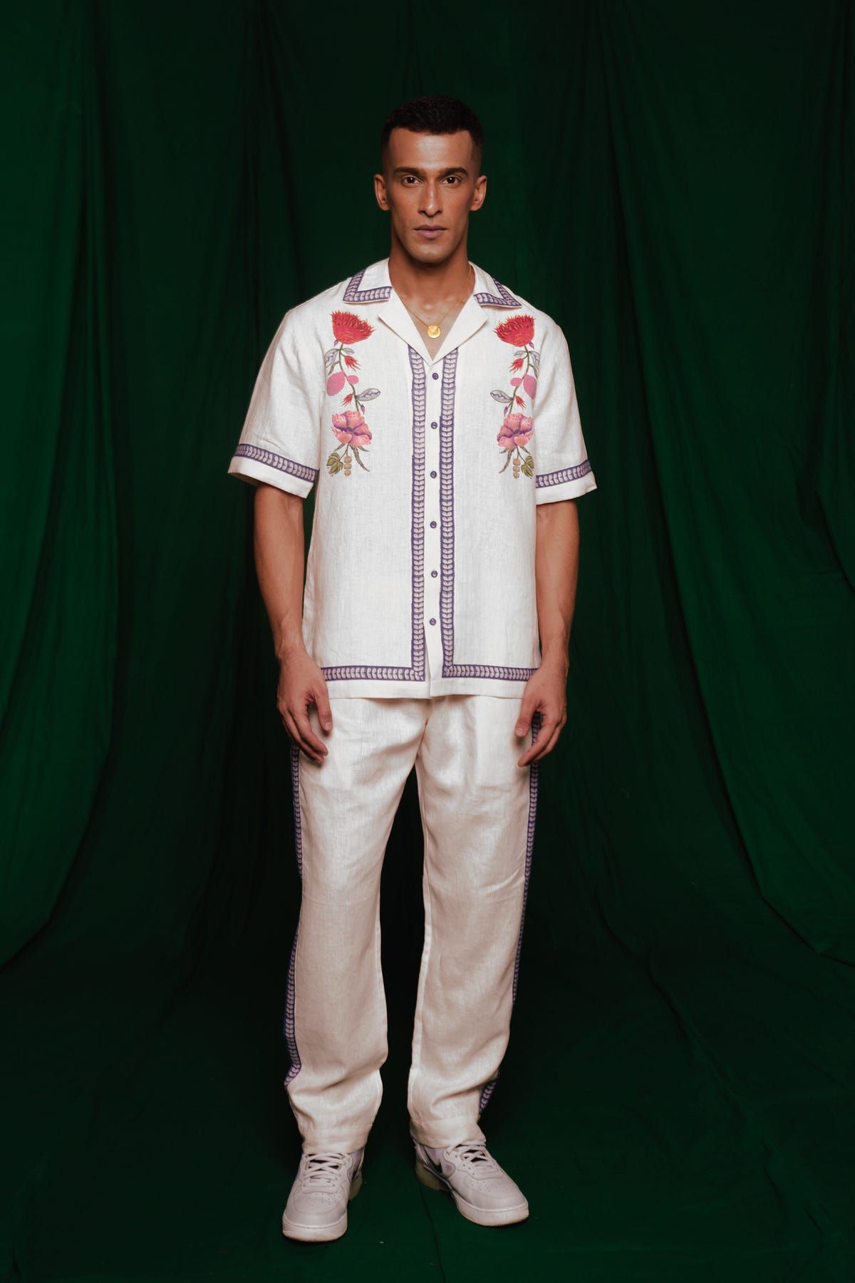Foliage Co-Linen Men's Camp Collar Shirt Set - image 1