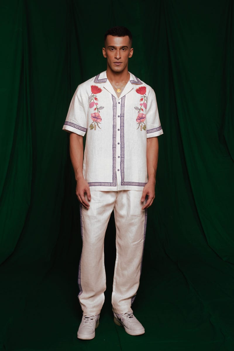 Foliage Co-Linen Men's Camp Collar Shirt Set