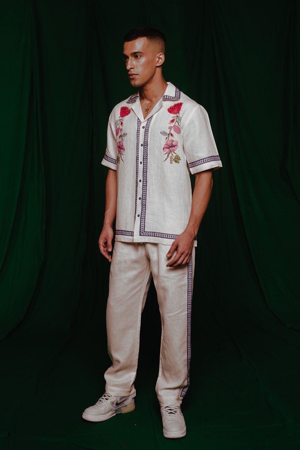 Foliage Co-Linen Men's Camp Collar Shirt Set - image 5