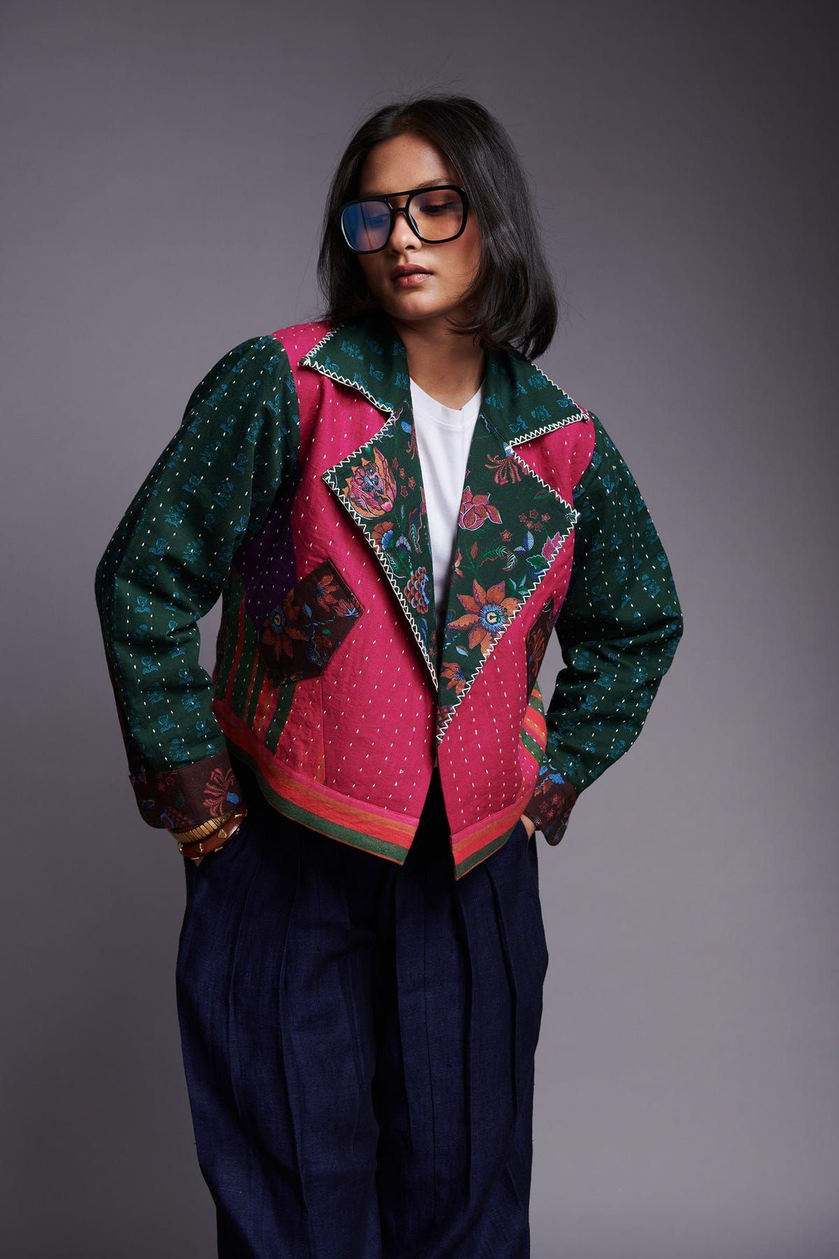 Co-linen Kantha Bolero Jacket - image 1