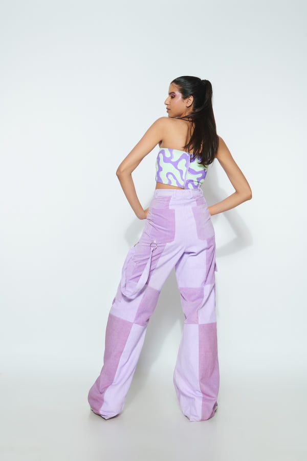 Sazo — PURPLE SLIME CROP TOP AND GUMMY BEAR PANTS CO-ORD SET- FULL SET