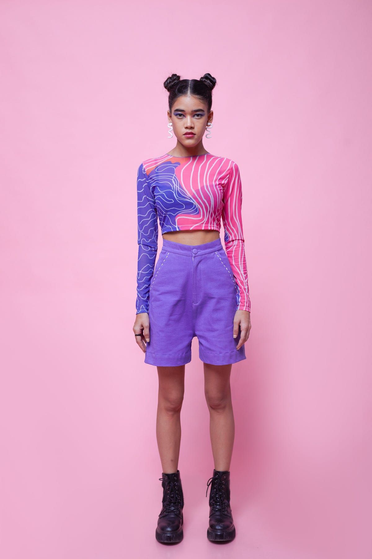 MILKY WAY TOP AND PURPLE SPY SHORTS CO-ORD SET - image 1