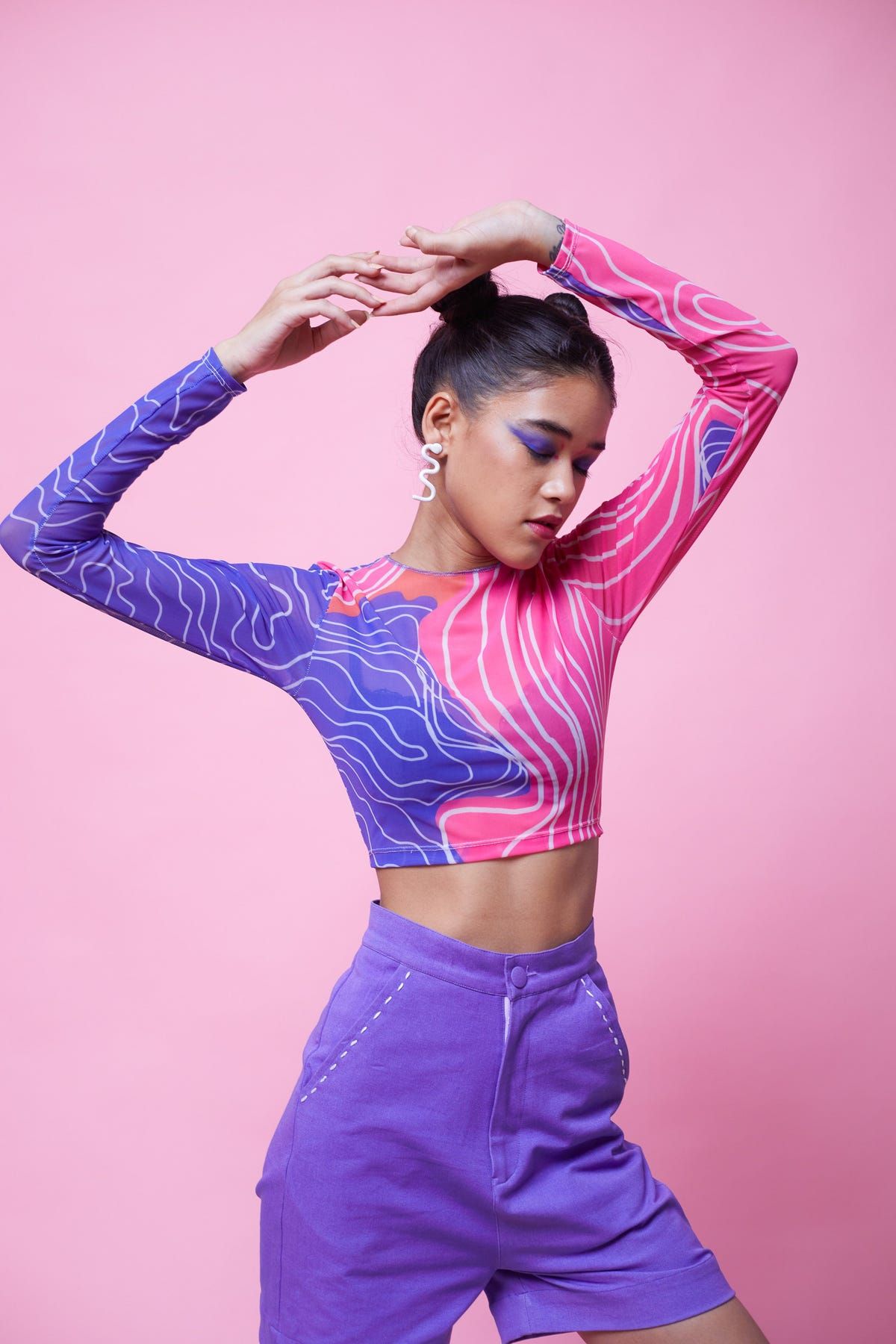 MILKY WAY TOP AND PURPLE SPY SHORTS CO-ORD SET - image 3