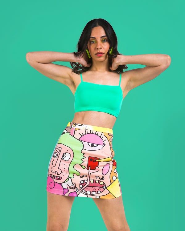 Sazo — FACES MINI SKIRT