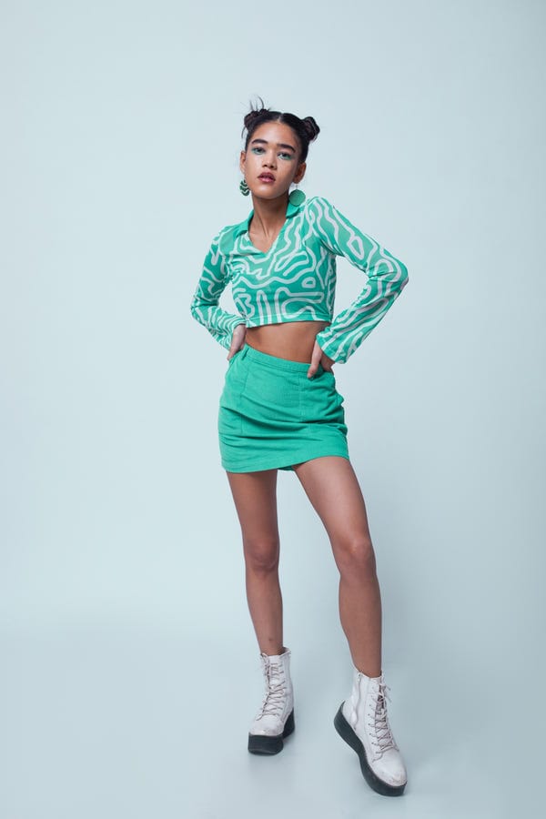 Sazo — TOOTHPASTE TOP AND PEPPERMINT SKIRT CO-ORD SET