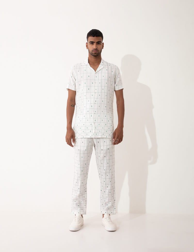 ALEXER CHECKER SHIRT SET - WHITE