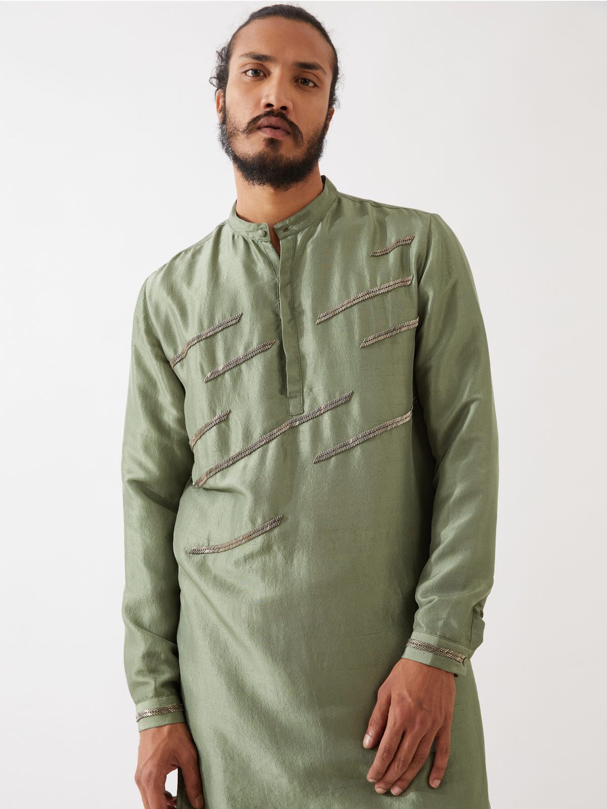 LANCES SILK KURTA SET - GREEN - image 2