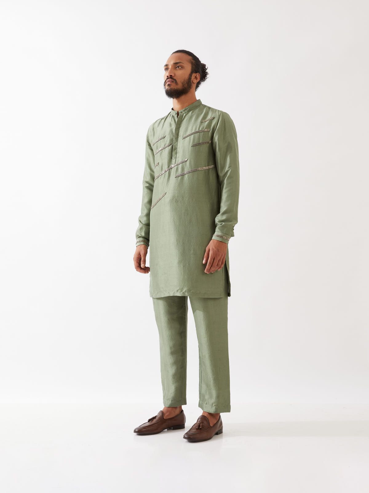 LANCES SILK KURTA SET - GREEN - image 3