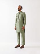 LANCES SILK KURTA SET - GREEN view 3