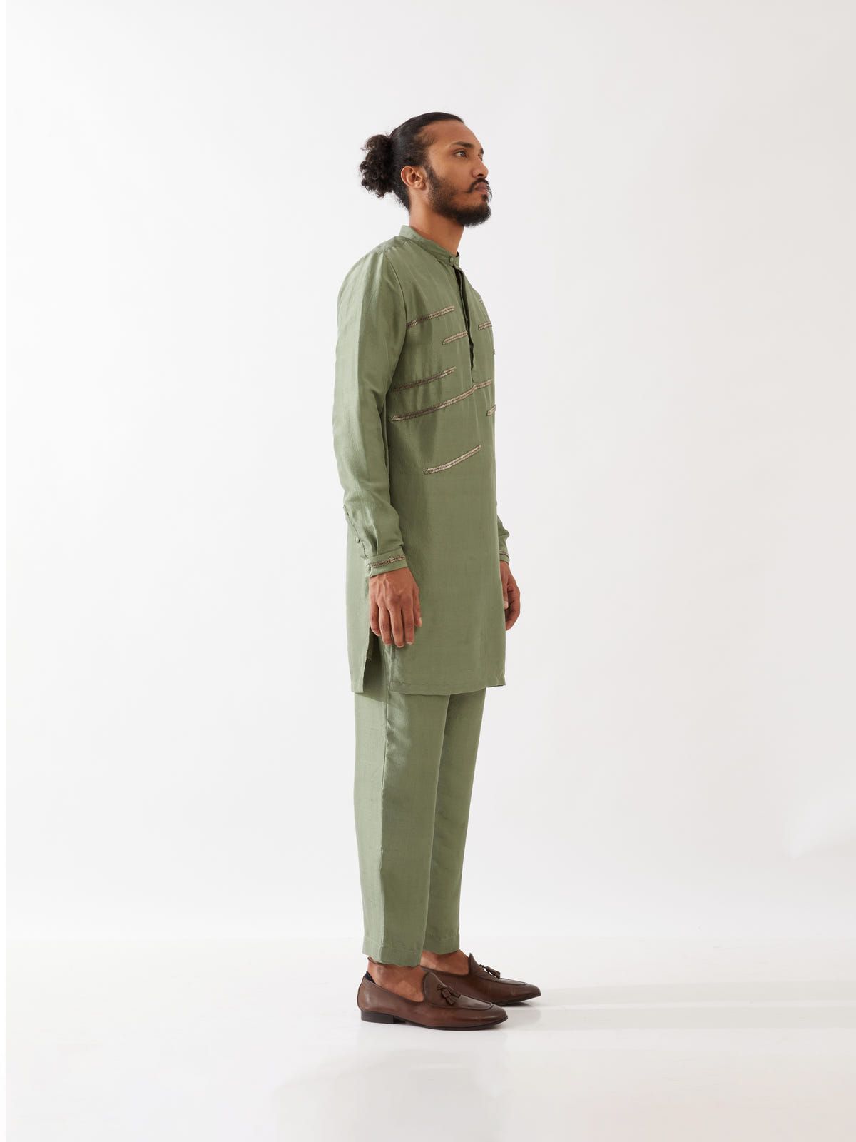 LANCES SILK KURTA SET - GREEN - image 4