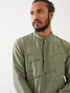 LANCES SILK KURTA SET - GREEN view 6