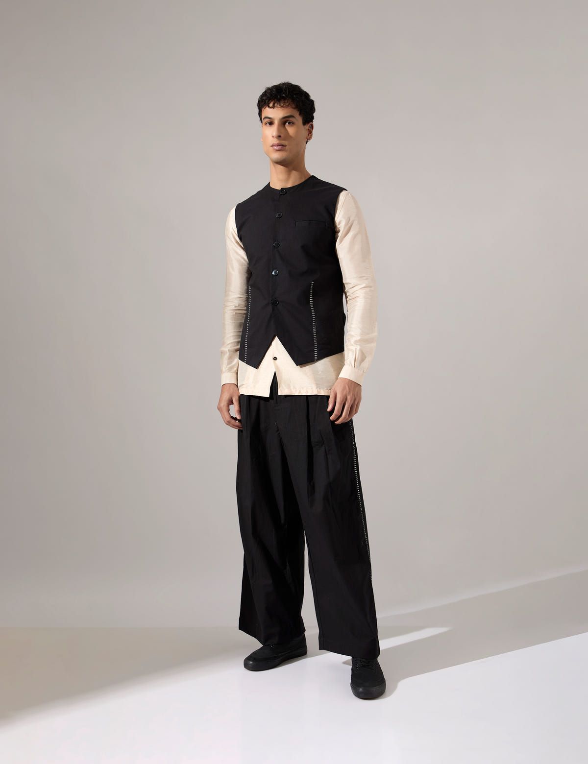 Dane Hand Embroidered Bandi - Black - image 3