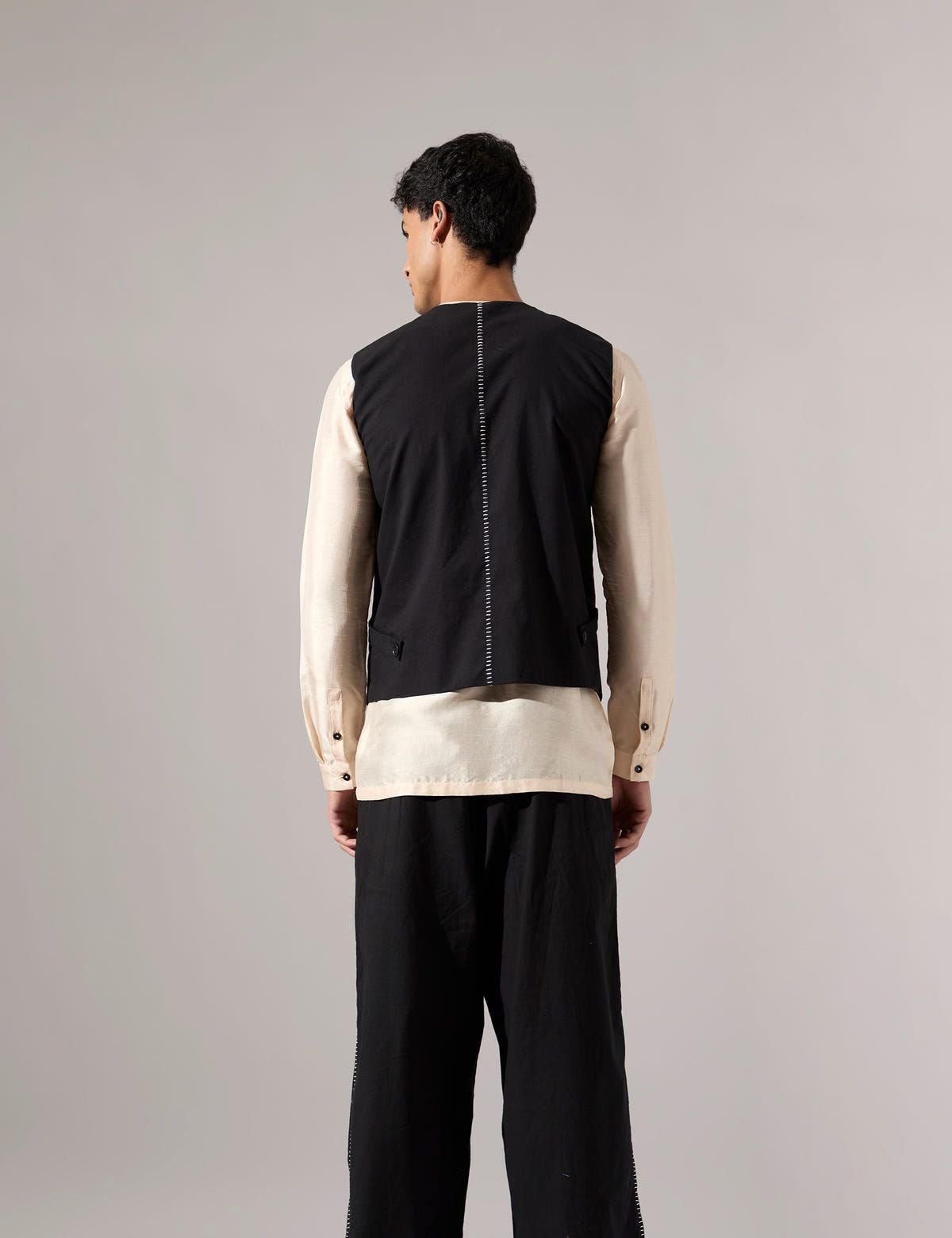 Dane Hand Embroidered Bandi - Black - image 4