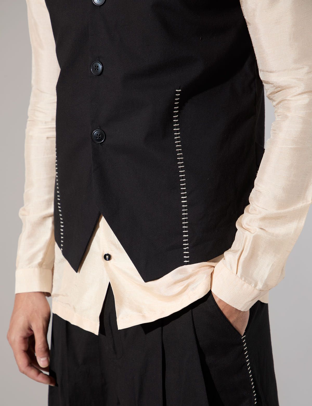 Dane Hand Embroidered Bandi - Black - image 5