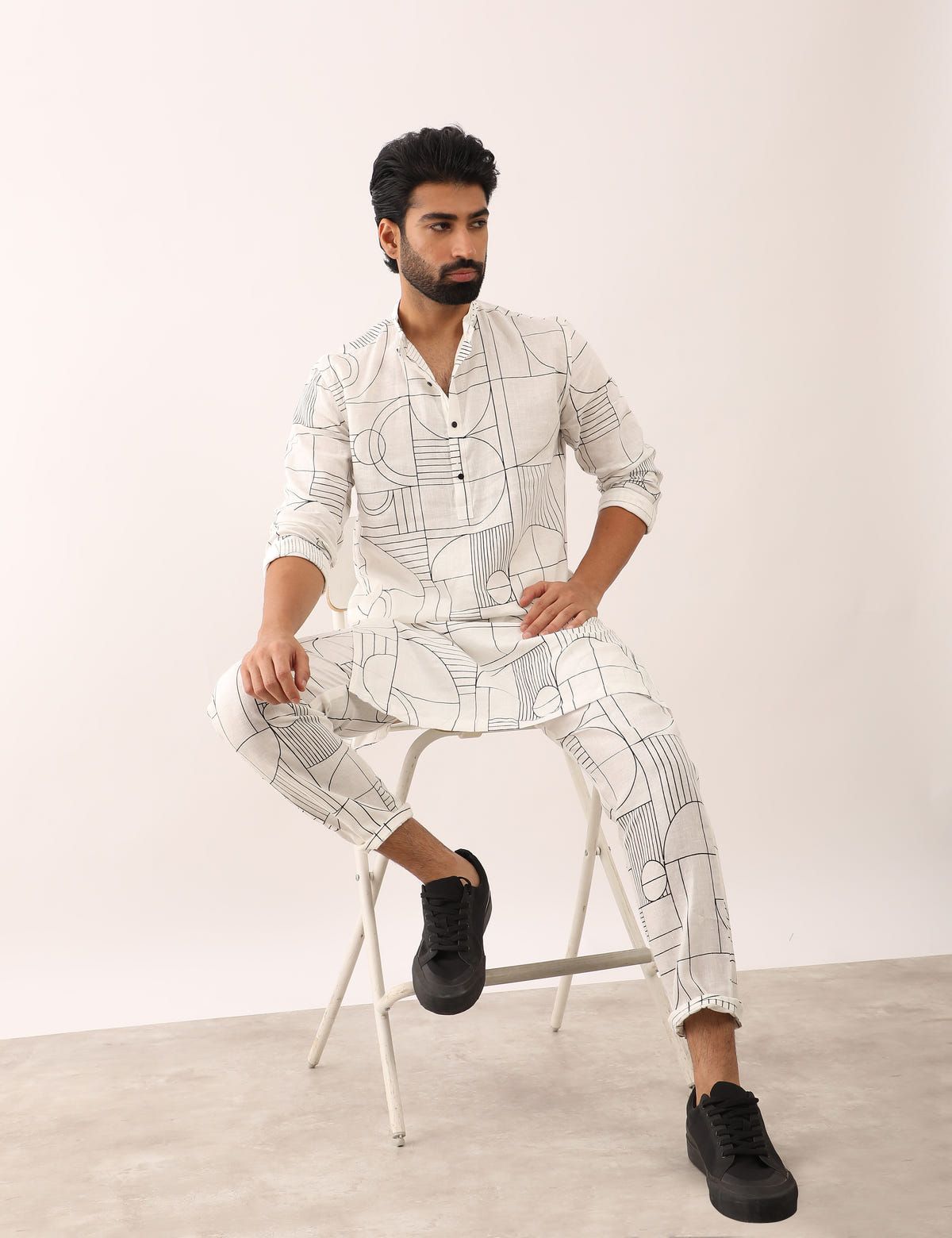 PRANAV GATSBY KURTA SET - WHITE - image 1