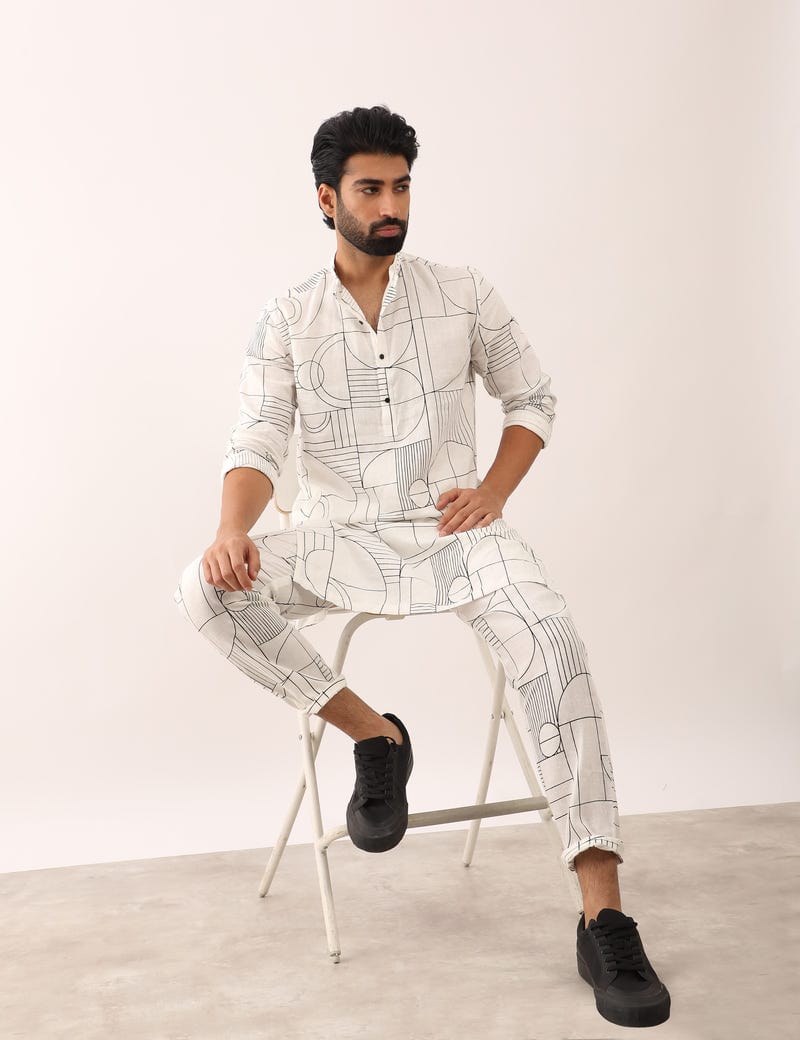 PRANAV GATSBY KURTA SET - WHITE