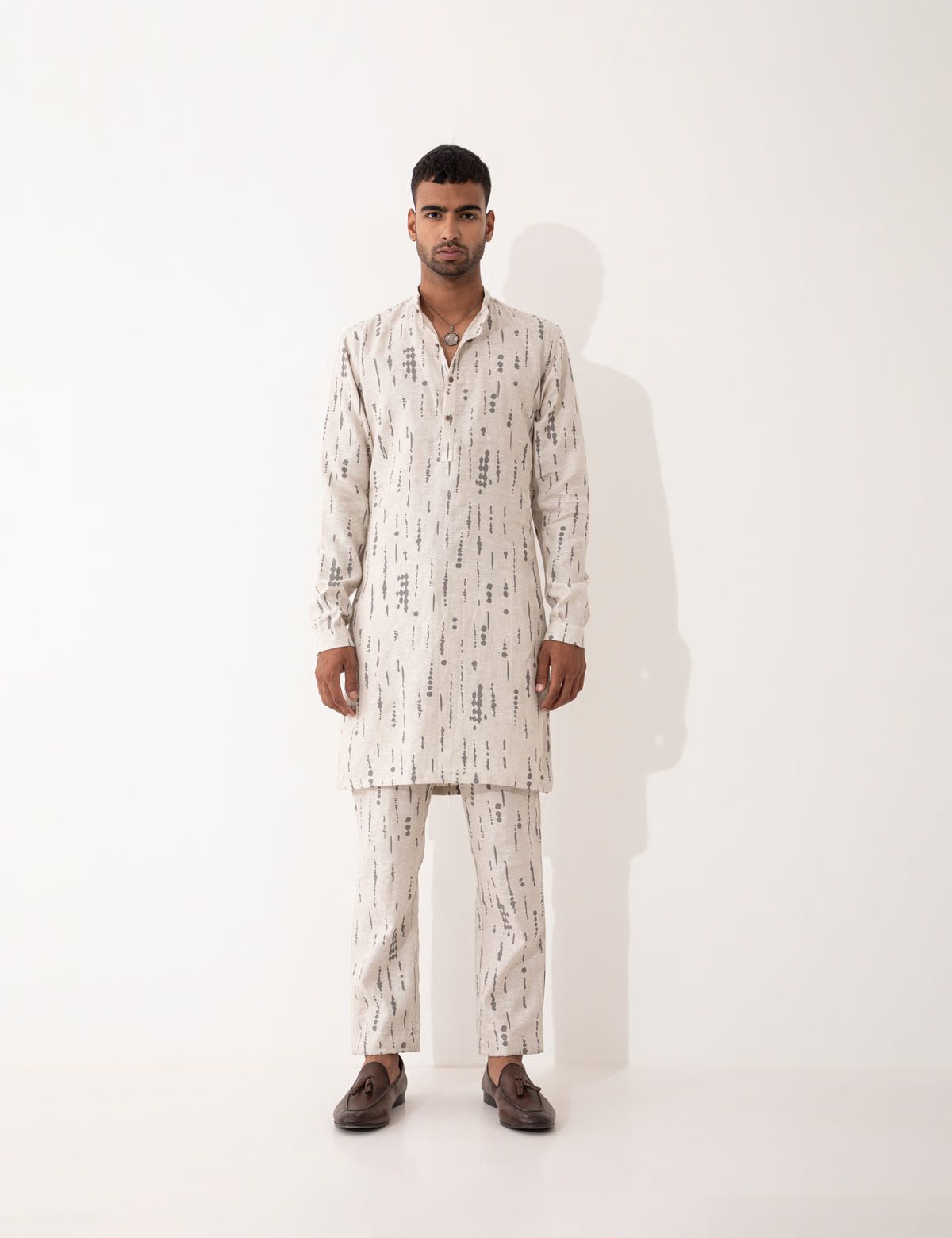 ZANDER BLOT KURTA SET- IVORY - image 1