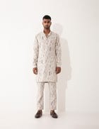 ZANDER BLOT KURTA SET- IVORY view 1
