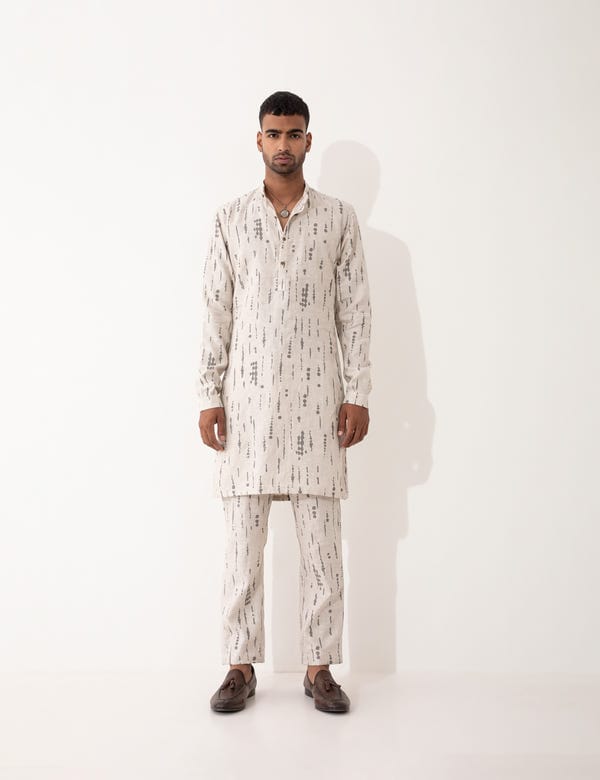 SON OF A NOBLE - SNOB — ZANDER BLOT KURTA SET- IVORY