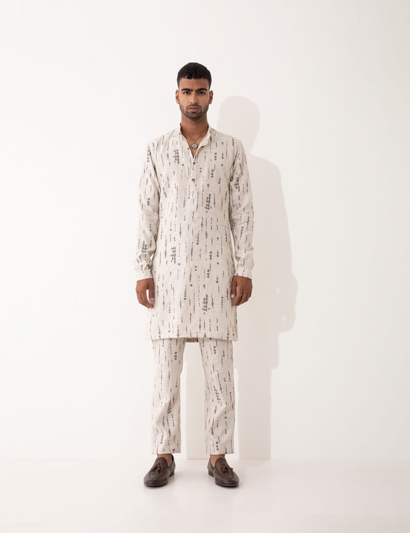 ZANDER BLOT KURTA SET- IVORY