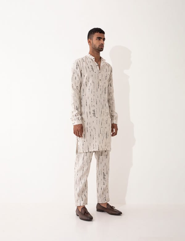 SON OF A NOBLE - SNOB — ZANDER BLOT KURTA SET- IVORY