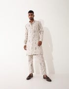 ZANDER BLOT KURTA SET- IVORY view 5