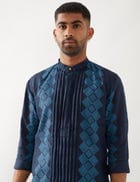 ZAKE BARBED KURTA SET - NAVY view 4