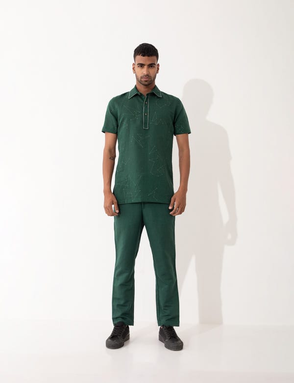 SON OF A NOBLE - SNOB — FENTER DOTO TO DOT SHIRT SET - GREEN