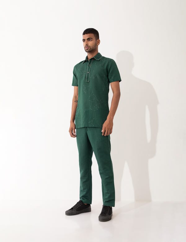 SON OF A NOBLE - SNOB — FENTER DOTO TO DOT SHIRT SET - GREEN