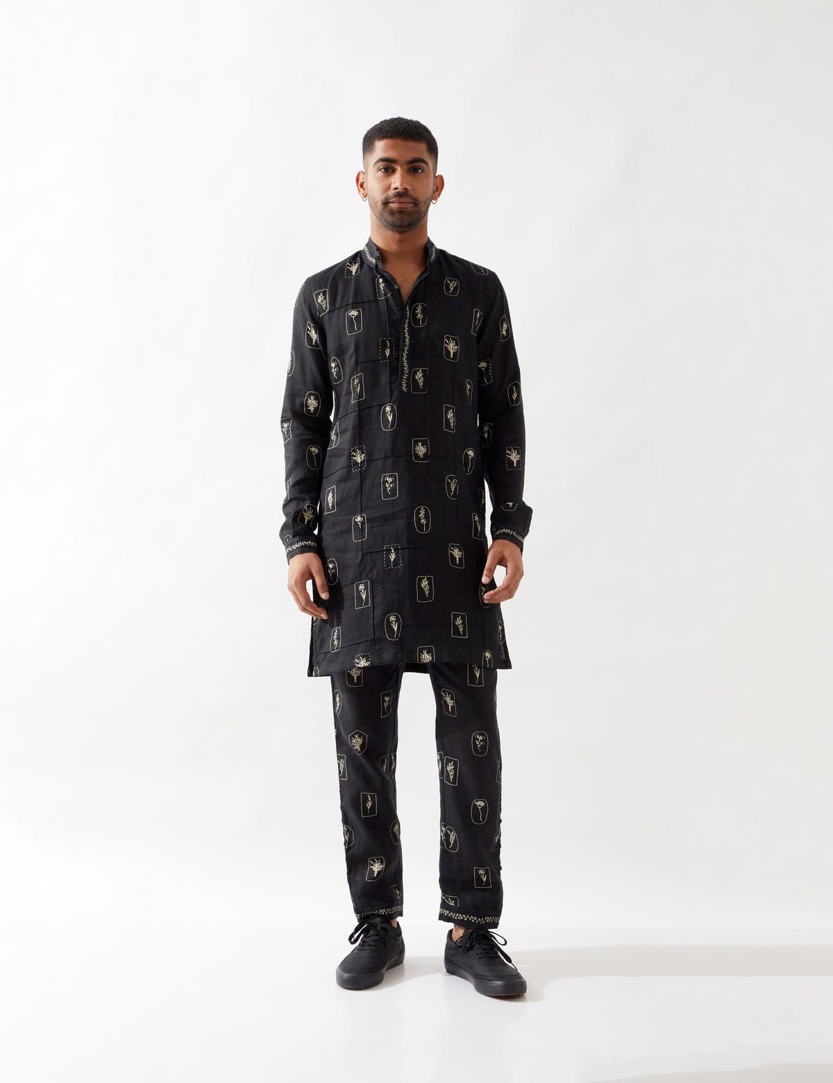 SLATE STAMP KURTA - BLACK - image 1