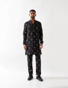 SLATE STAMP KURTA - BLACK view 1